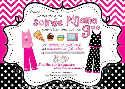 Invitation anniversaire soirée pyjama fille