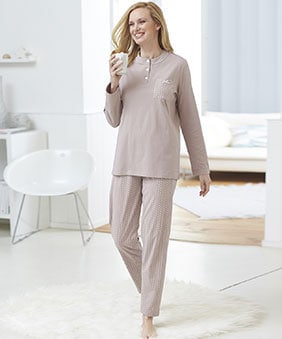 Pyjama femme coton manches longues