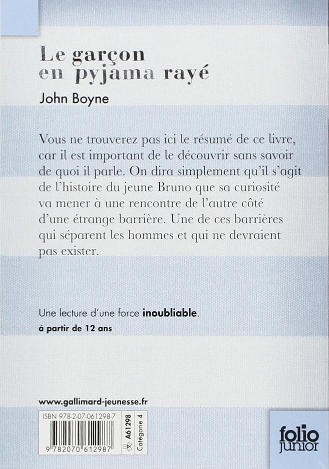 Le garçon au pyjama rayé livre en ligne