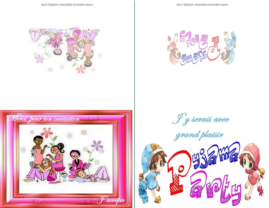 Carte pour soirée pyjama a imprimer