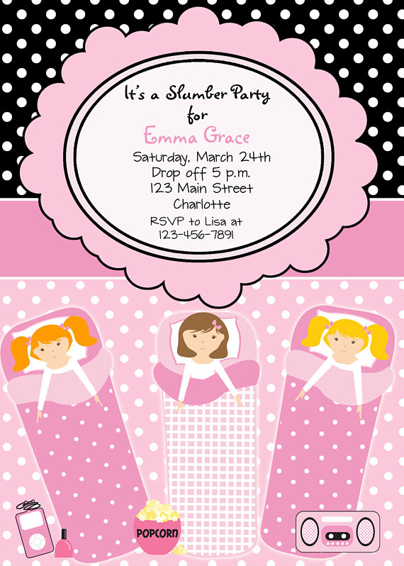 Invitation pour soirée pyjama entre fille