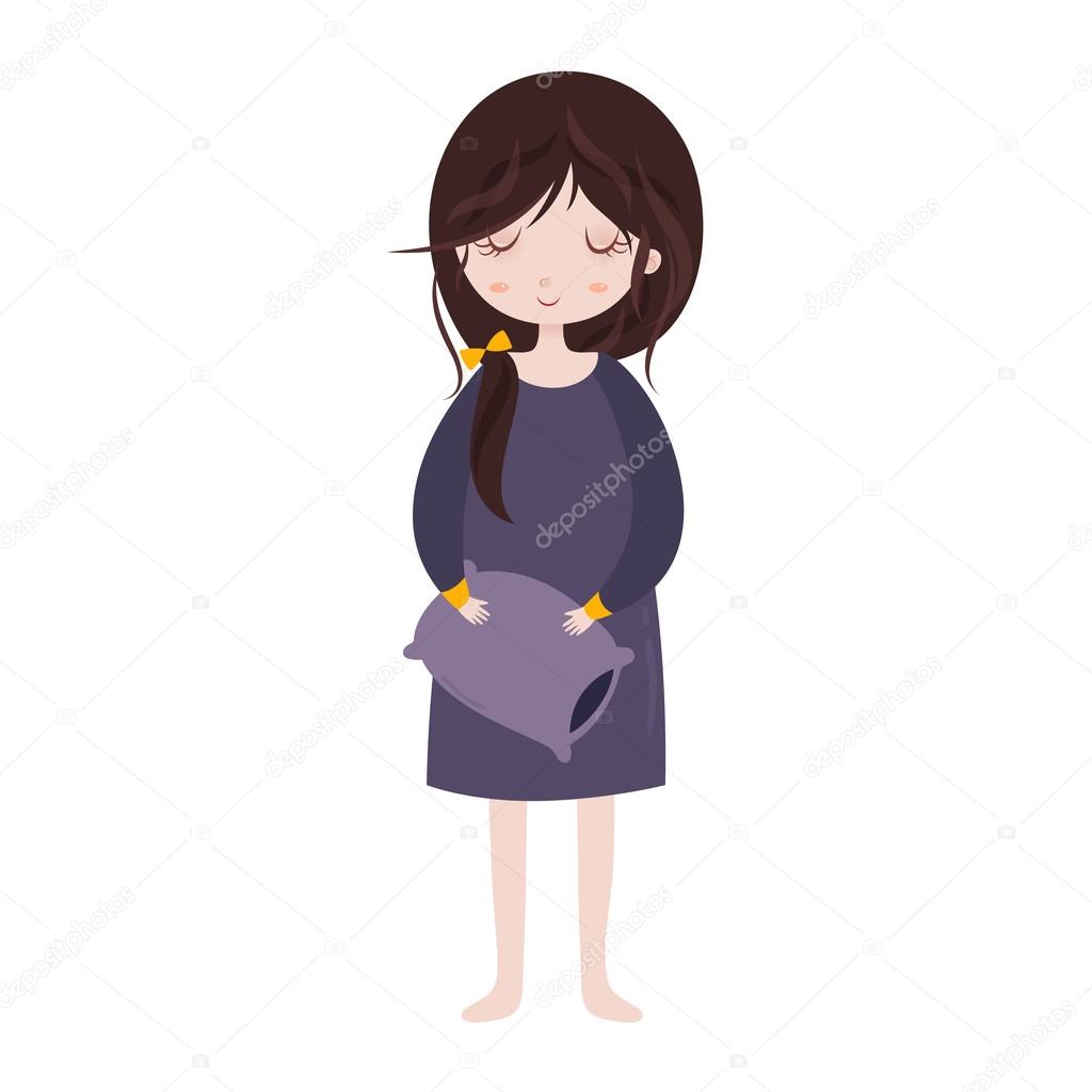 Fille en pyjama dessin