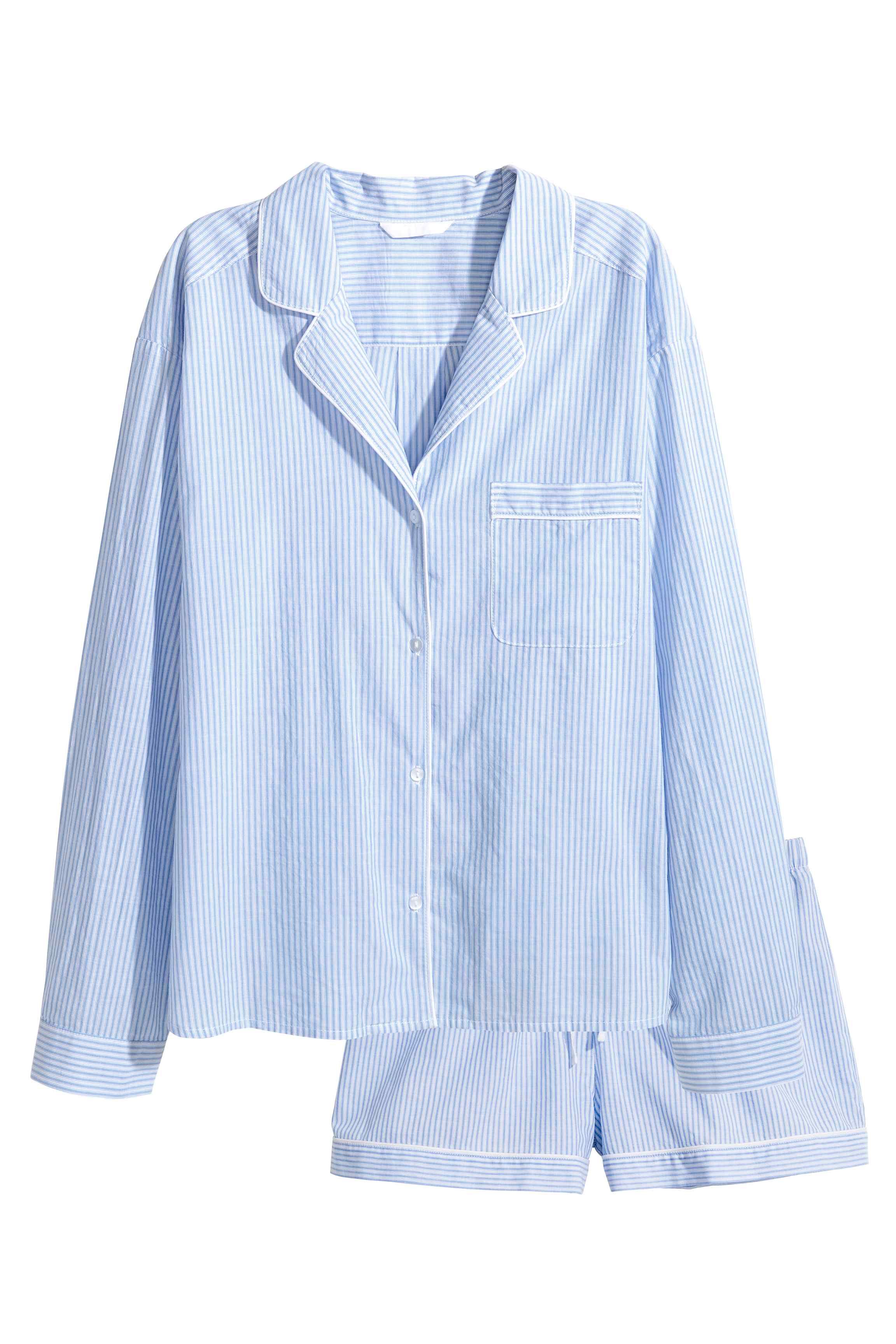 Pyjama femme rayé bleu et blanc