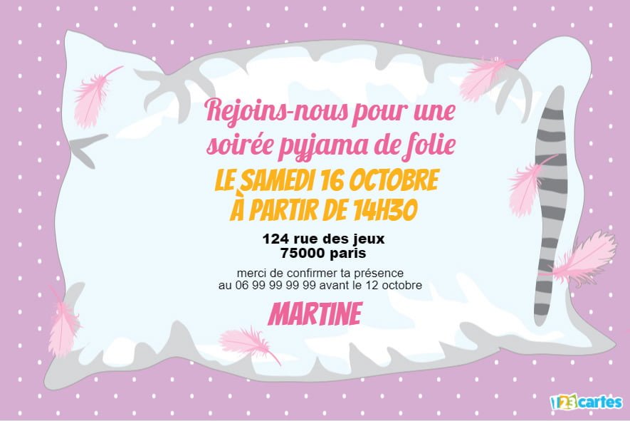 Invitation Soiree Pyjama