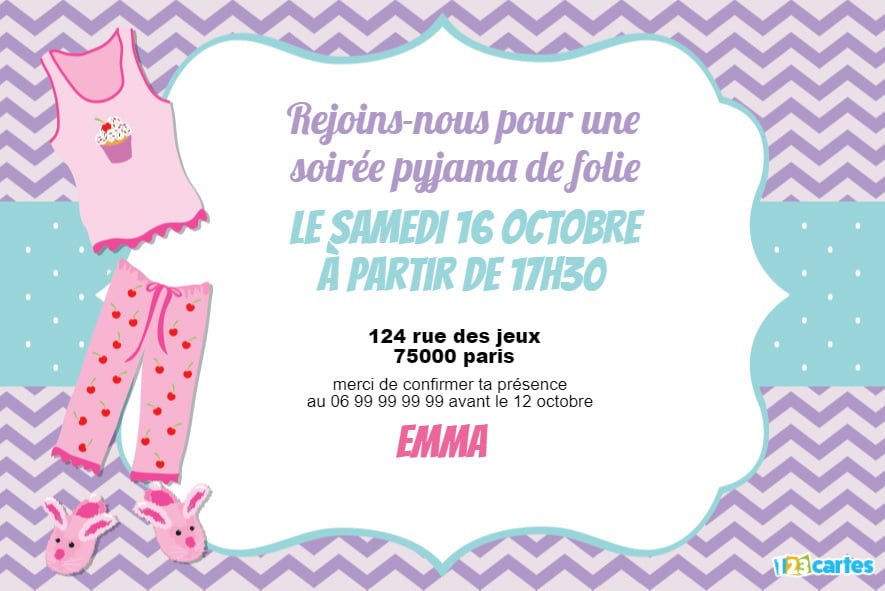 Image invitation soirée pyjama