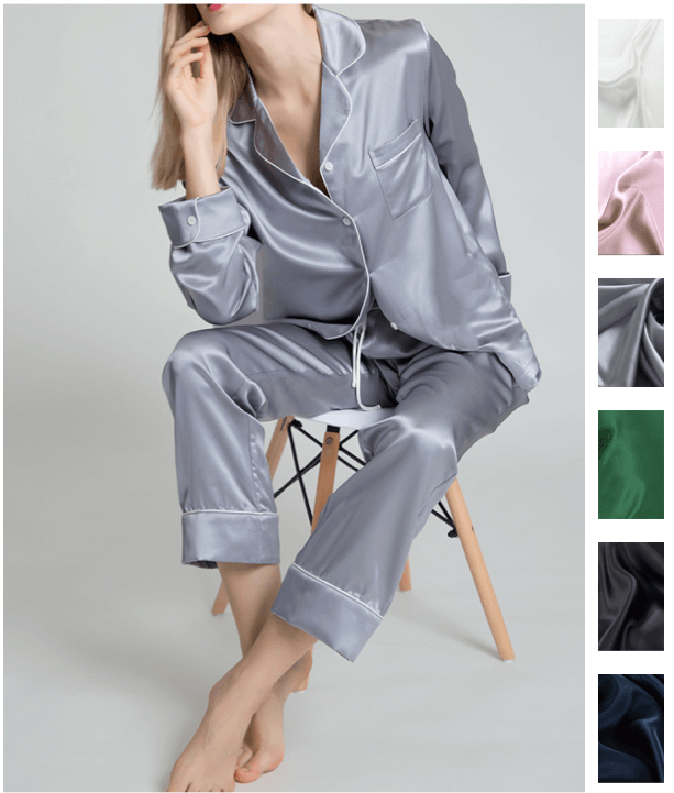Pyjama Femme 4 Pièces En Satin/dentelle - Haut Manches Longues, Short, Débardeur, Pantalon, Pour Maison