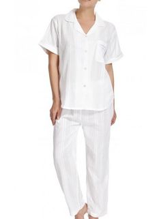 Pyjama femme blanc coton