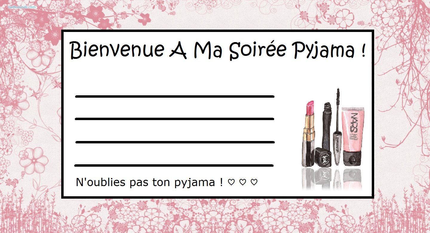Carte invitation pour soirée pyjama