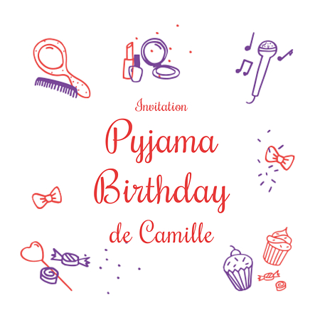 Carte invitation soiree pyjama anniversaire
